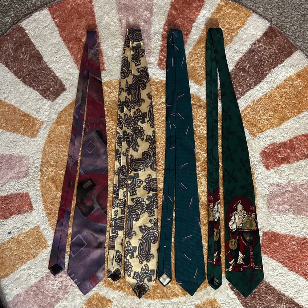 Vintage Multicolor men’s silk ties - 4 tie bundle